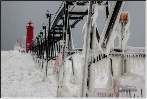 Grand Haven Lighthouse in Ice