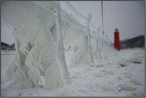 Grand Haven Lighthouse in Ice