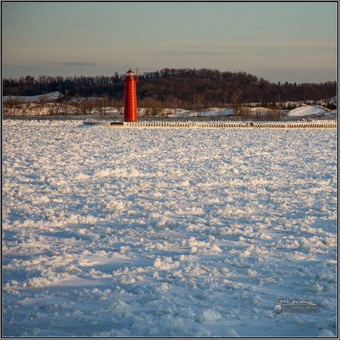 Muskegon Lighthouse Under Ice